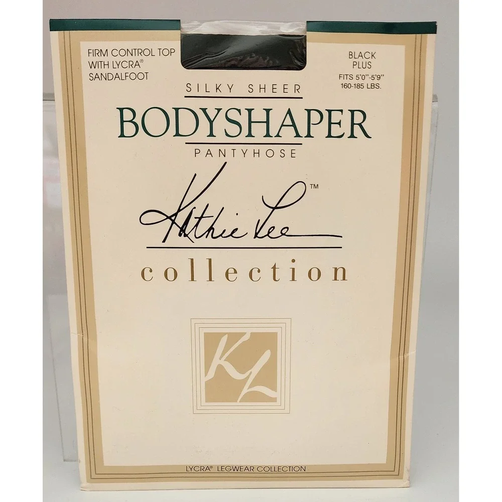 Kathie Lee Bodyshaper Pantyhose Women Plus Black NEW Silky Sheer Firm Control